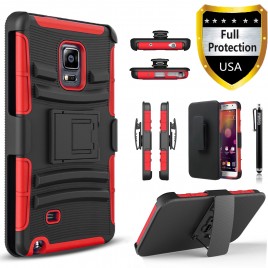 Samsung Galaxy Note Edge Case, Dual Layers [Combo Holster] Case And Built-In Kickstand Bundled with [Premium Screen Protector] Hybird Shockproof And Circlemalls Stylus Pen (Red)
